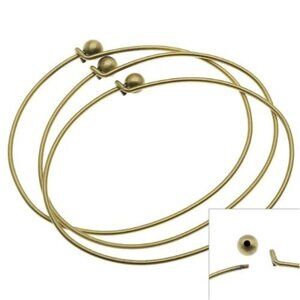 36 Antique Brass Wire Beading Bangle Bracelets with Ball---Add-A-Bead BWE68ABP--